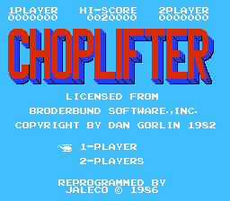 Choplifter — Title screen